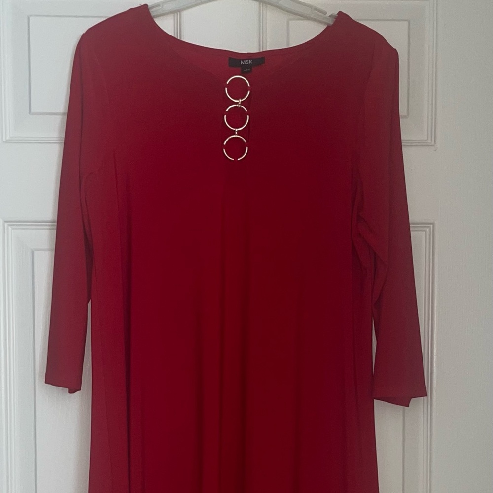 MSK Red Dress with Gold Accents